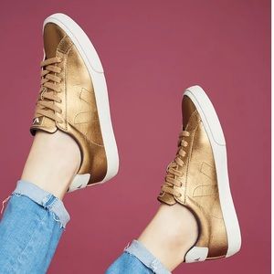 Veja Esplar LT Leather Sneakers in Metallic Bronze